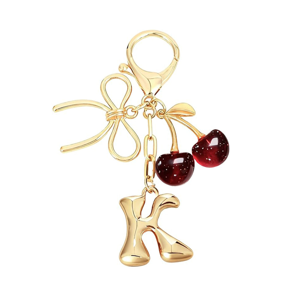26-letter Keychain With A Bow And Cherry