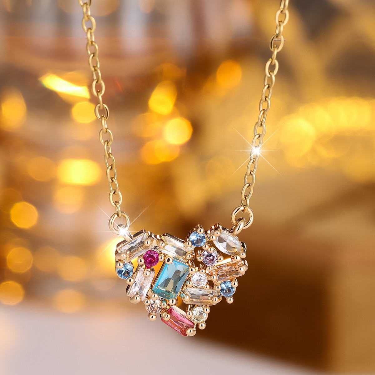 Personality Simple Style Heart Neck Color Necklace