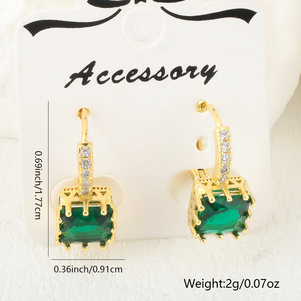Copper-plated Real Gold Micro-pave Cubic Zirconia Earrings