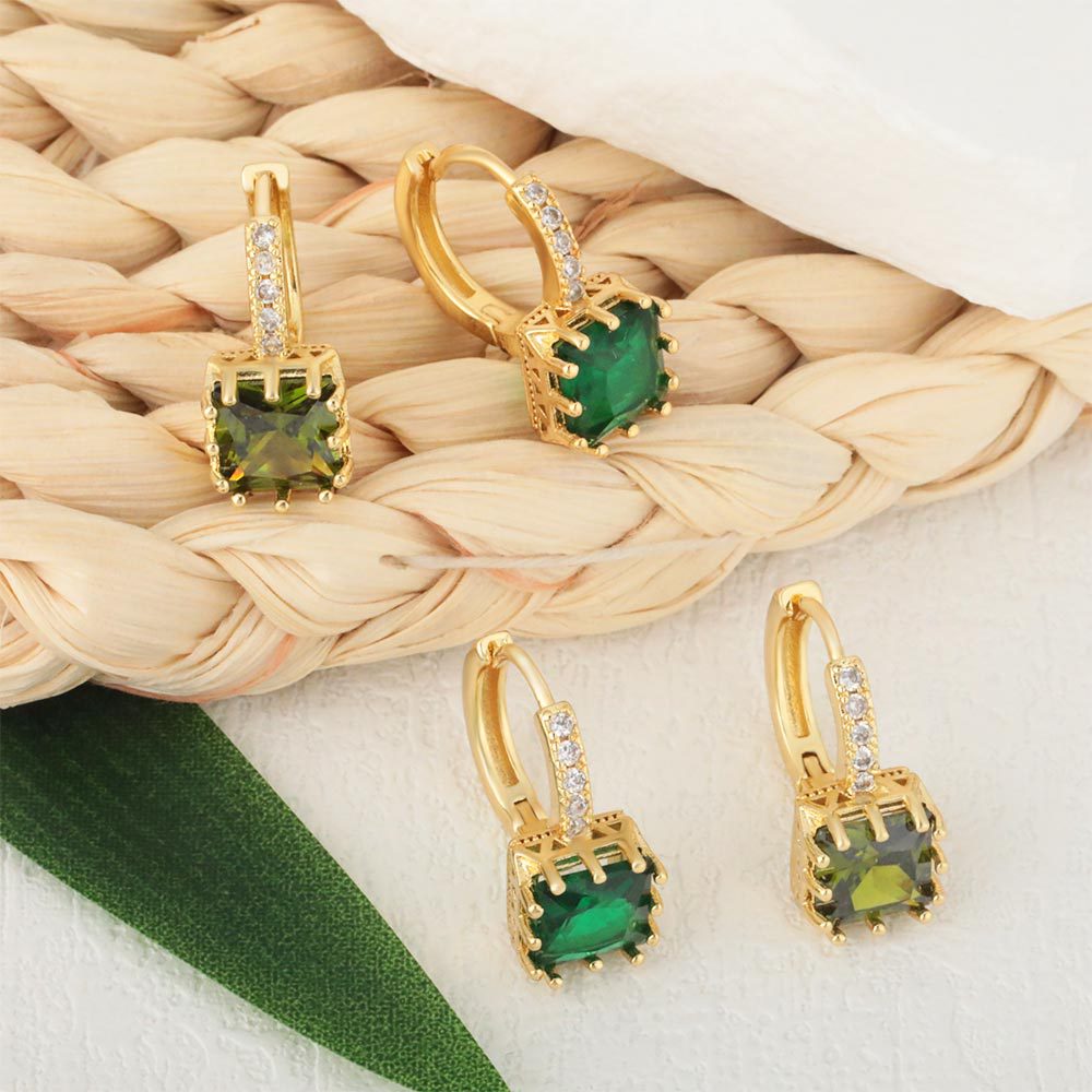 Copper-plated Real Gold Micro-pave Cubic Zirconia Earrings