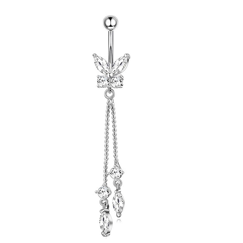 Butterfly Heart Zircon Minimalist Navel Piercing Jewelry
