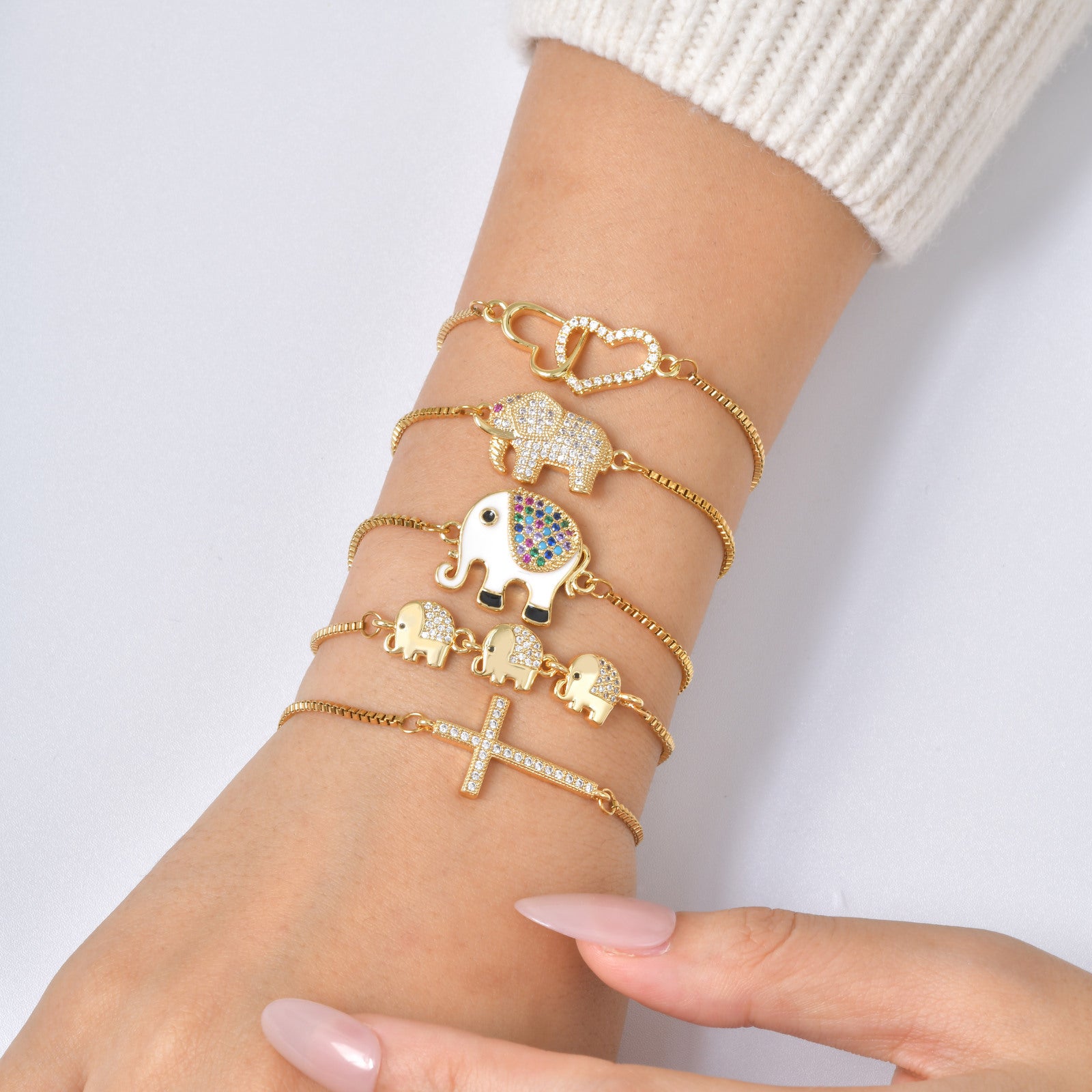 Copper Bangle With Inlays Colorful Resin-coated Zircons Exquisite Design Adjustable Size