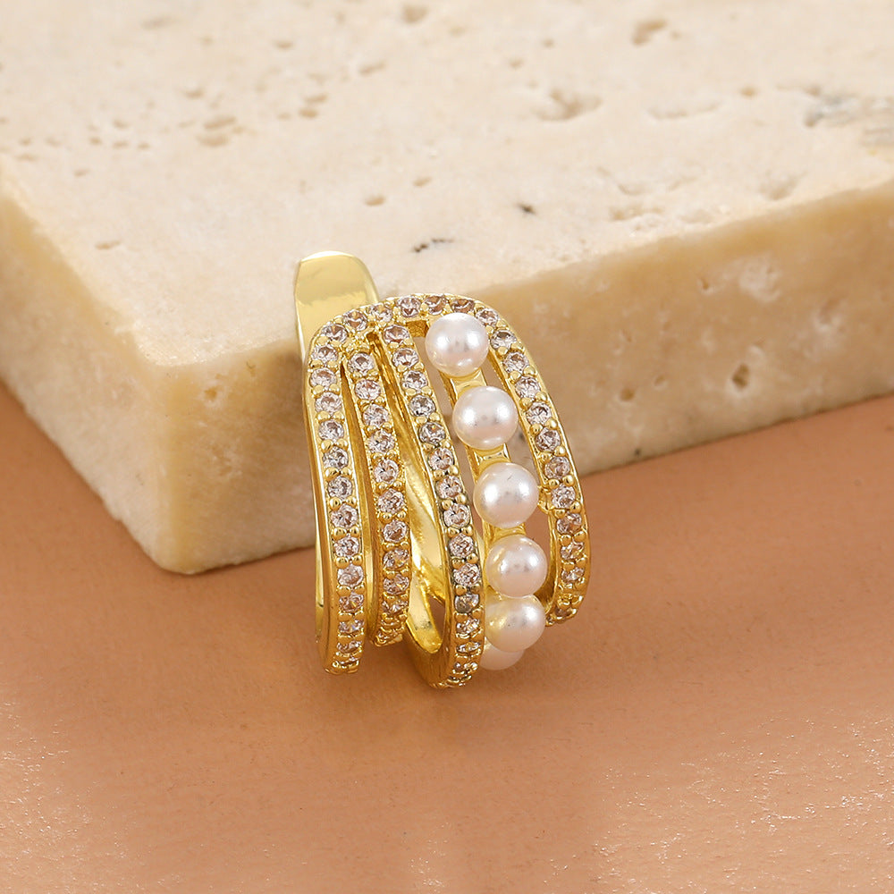 U-shaped Hollowed-out Multi-layer Zircon Single Delicate Ear Bone Clip For Women