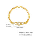 Zircon Micro-pave Copper Oval Ring Bracelet In Gold Color