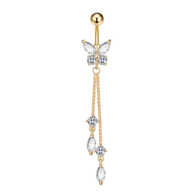 Butterfly Heart Zircon Minimalist Navel Piercing Jewelry