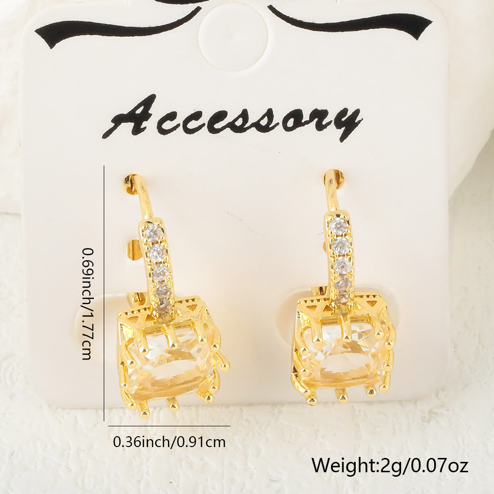 Copper-plated Real Gold Micro-pave Cubic Zirconia Earrings