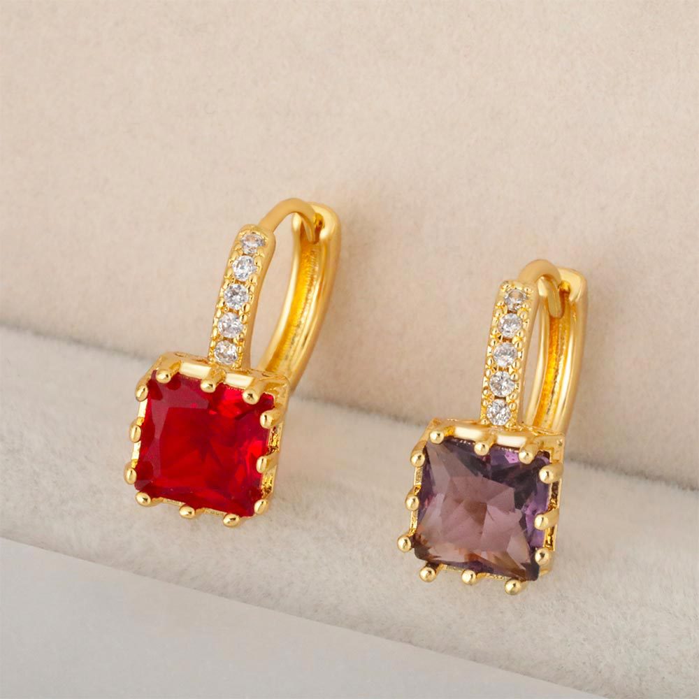 Copper-plated Real Gold Micro-pave Cubic Zirconia Earrings