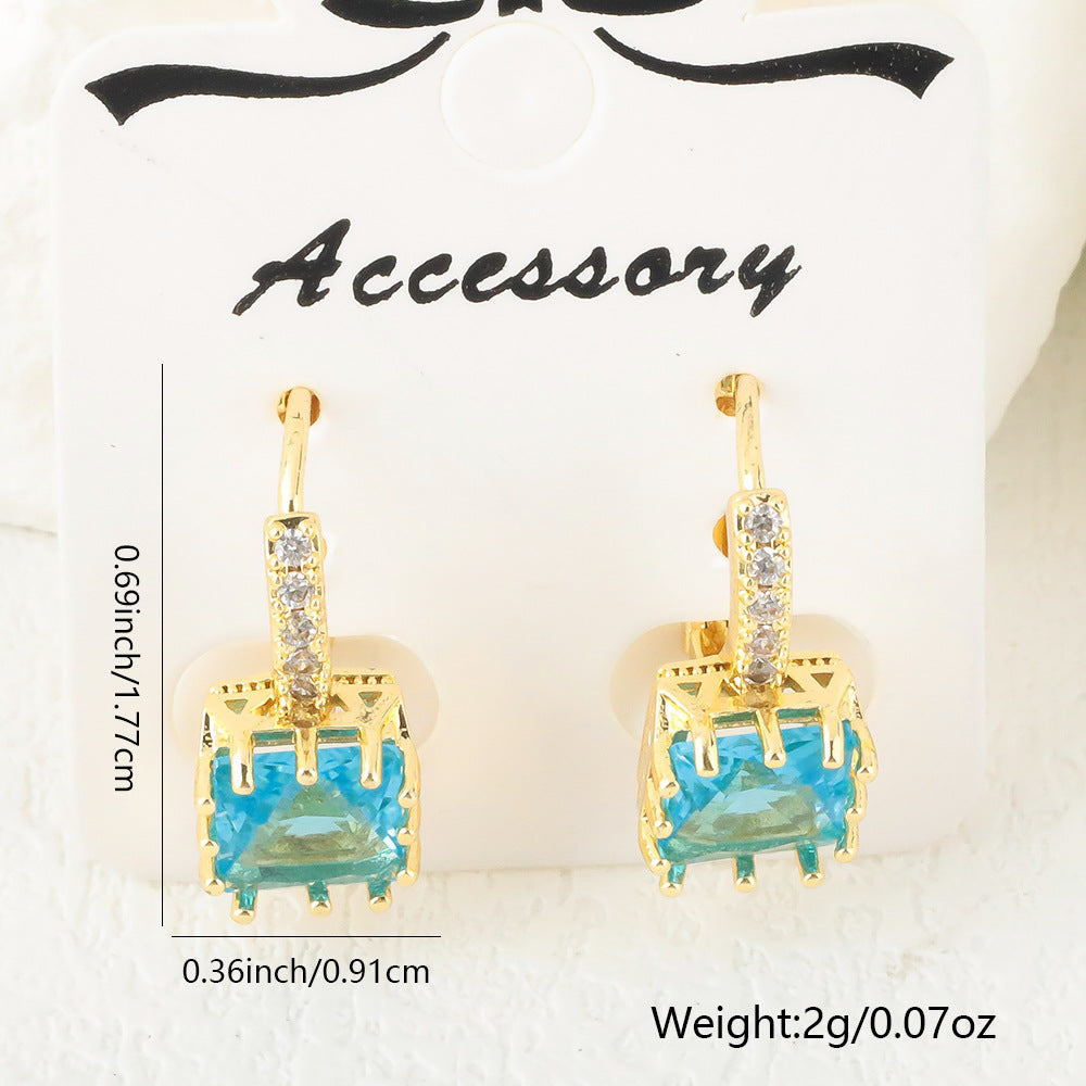 Copper-plated Real Gold Micro-pave Cubic Zirconia Earrings