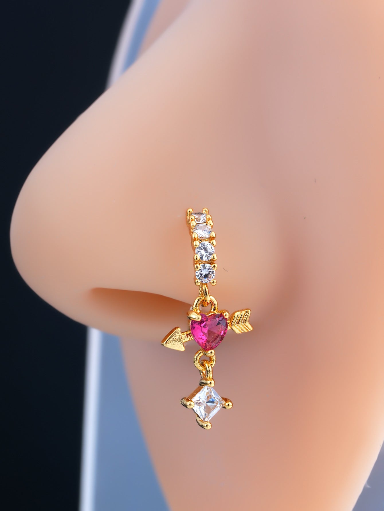 Flower Triangular Heart Butterfly Nose Nail