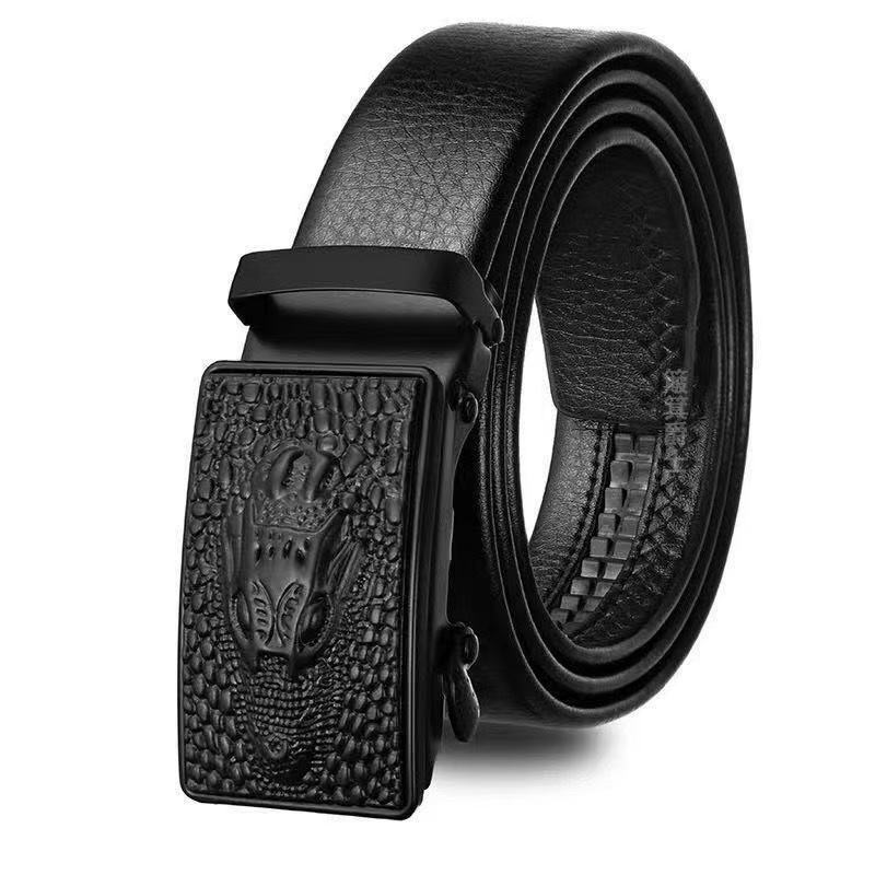 Mens Trendy Wide Leather Belt With Automatic Buckle