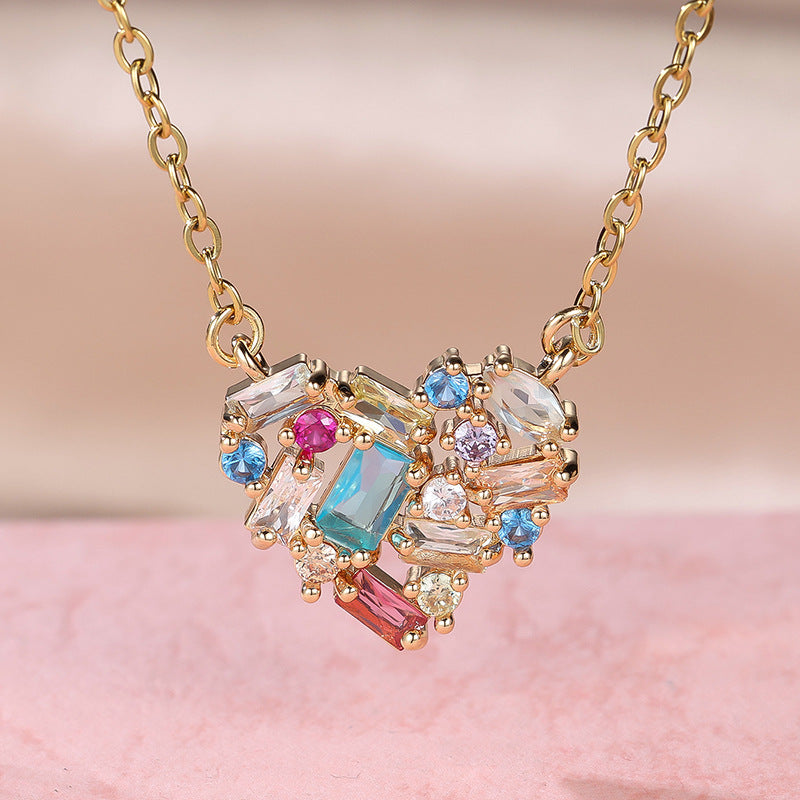 Personality Simple Style Heart Neck Color Necklace