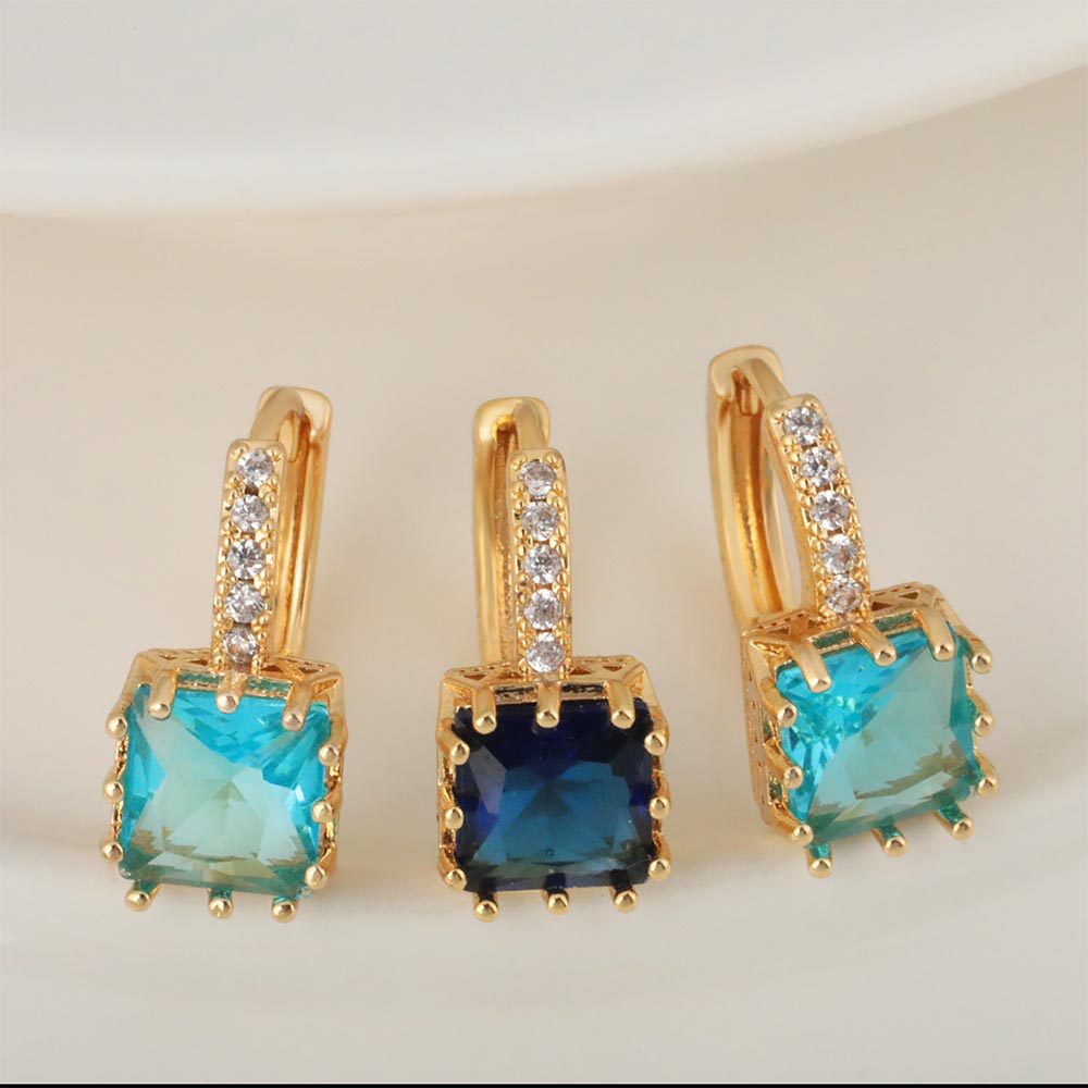 Copper-plated Real Gold Micro-pave Cubic Zirconia Earrings
