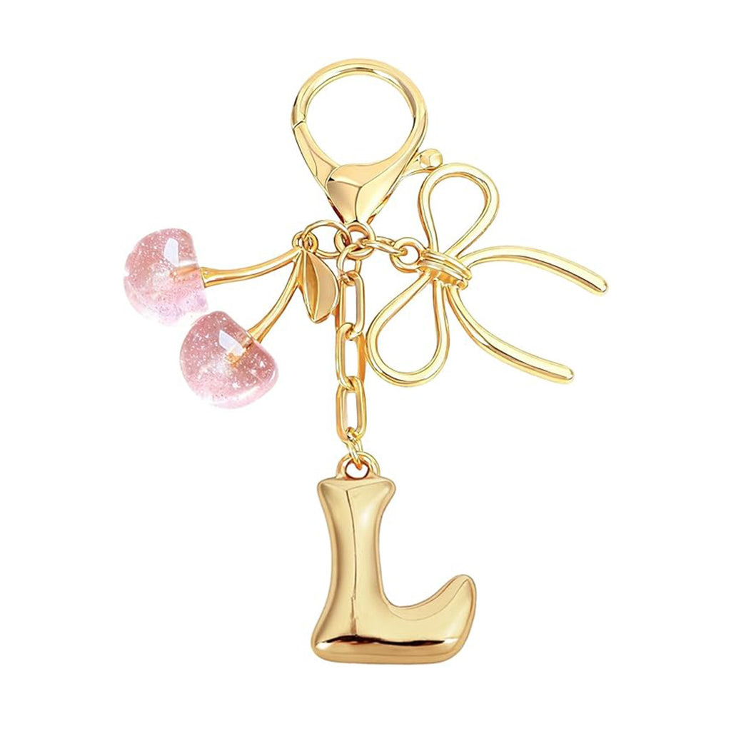 26-letter Keychain With A Bow And Cherry