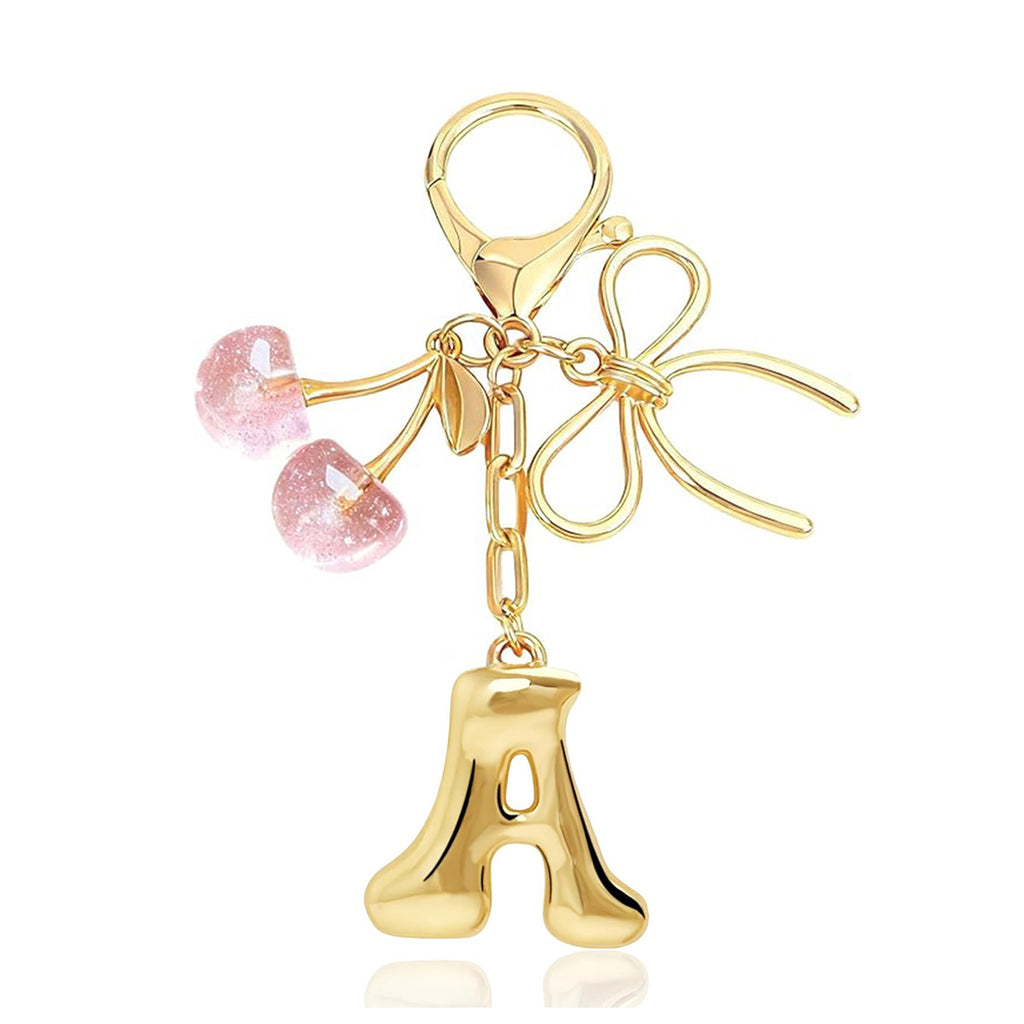 26-letter Keychain With A Bow And Cherry