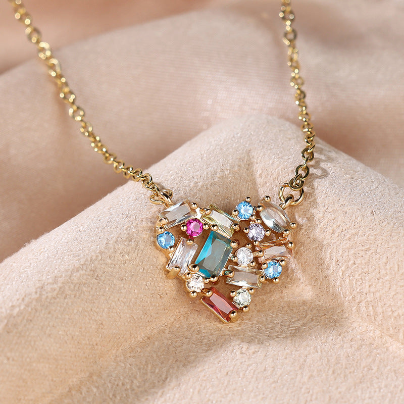 Personality Simple Style Heart Neck Color Necklace