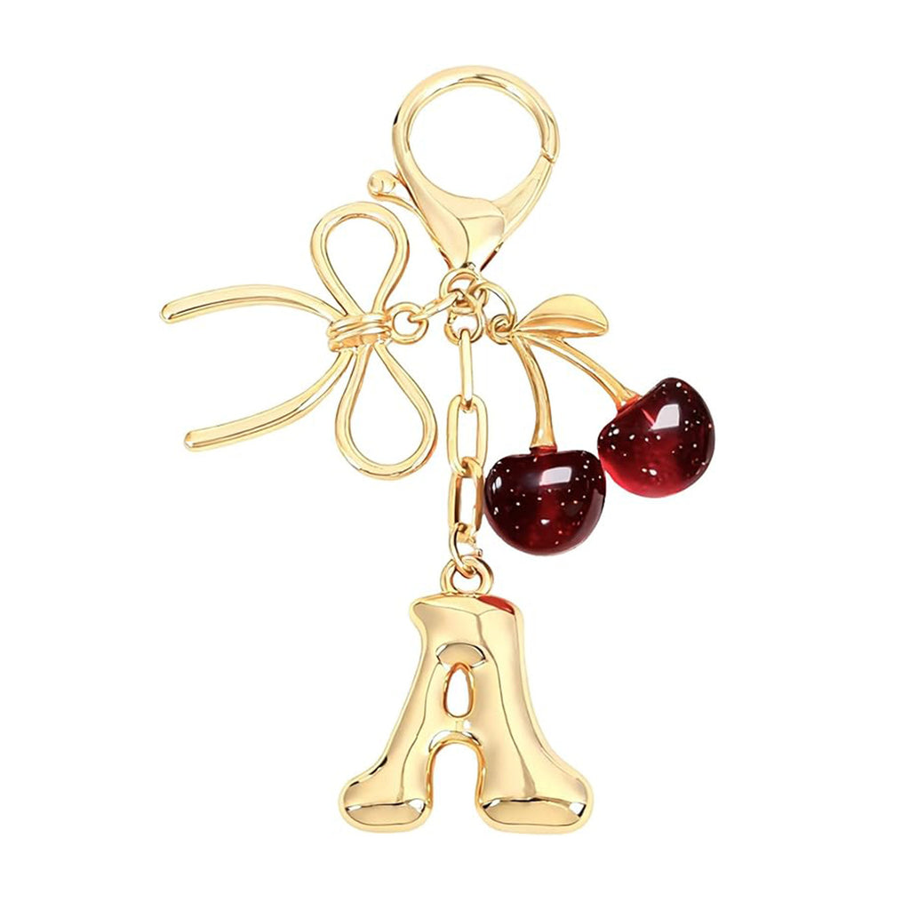 26-letter Keychain With A Bow And Cherry