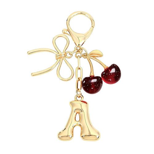 26-letter Keychain With A Bow And Cherry