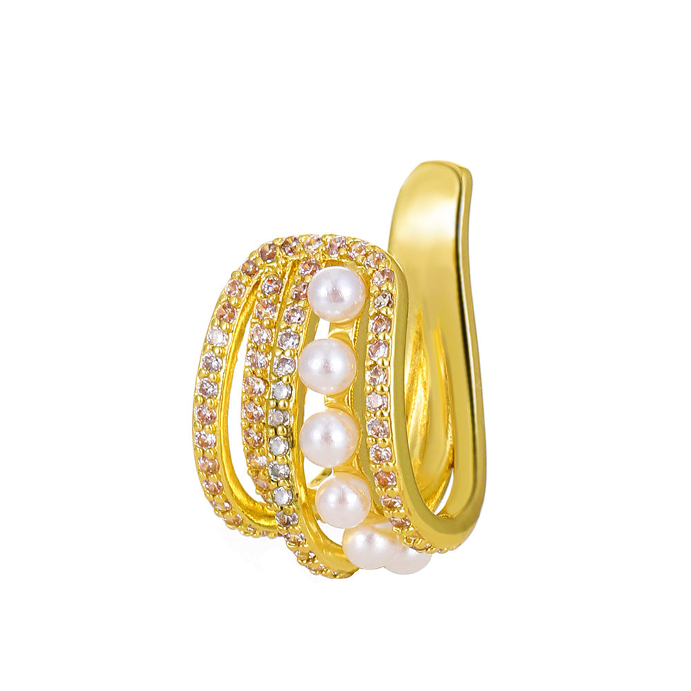U-shaped Hollowed-out Multi-layer Zircon Single Delicate Ear Bone Clip For Women