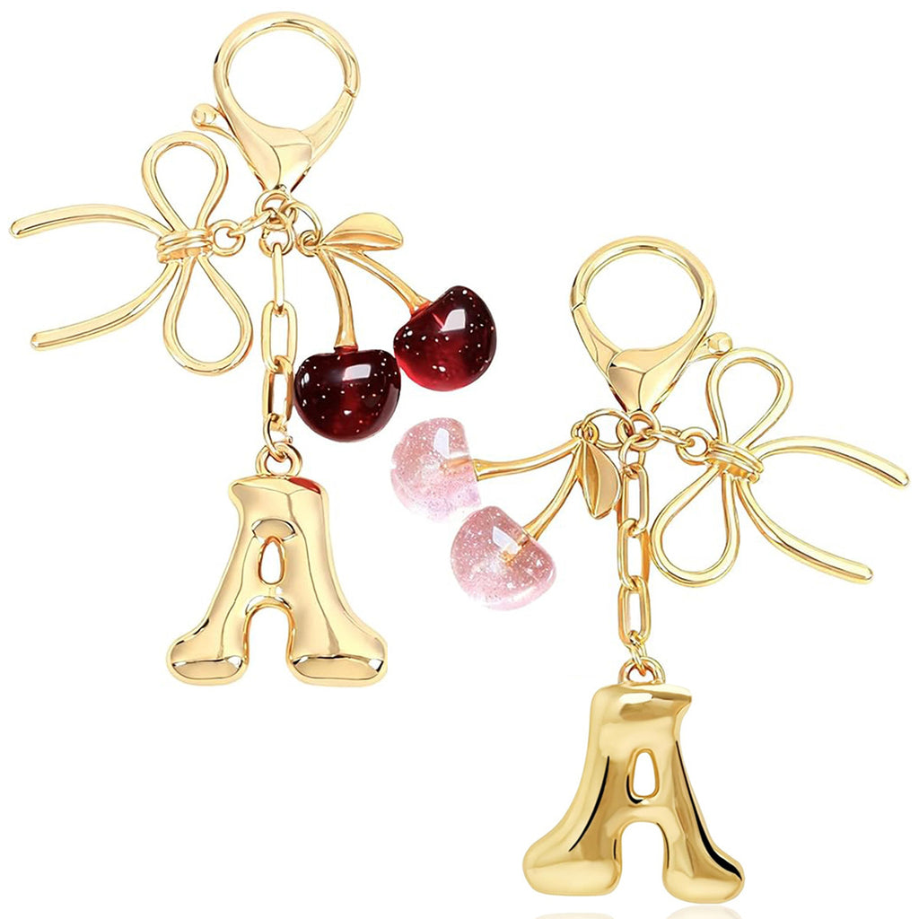 26-letter Keychain With A Bow And Cherry