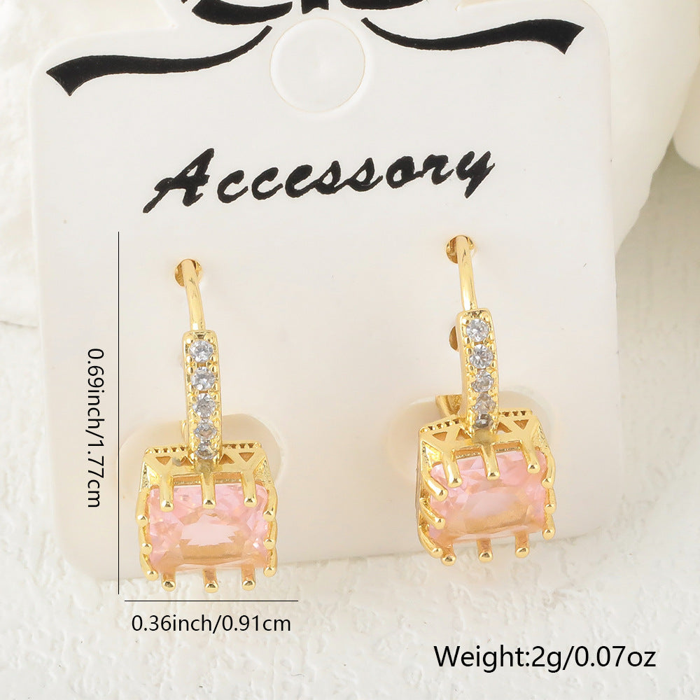 Copper-plated Real Gold Micro-pave Cubic Zirconia Earrings