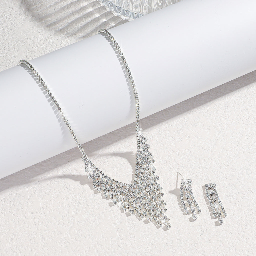 Women's Silver Earrings And Necklace Set