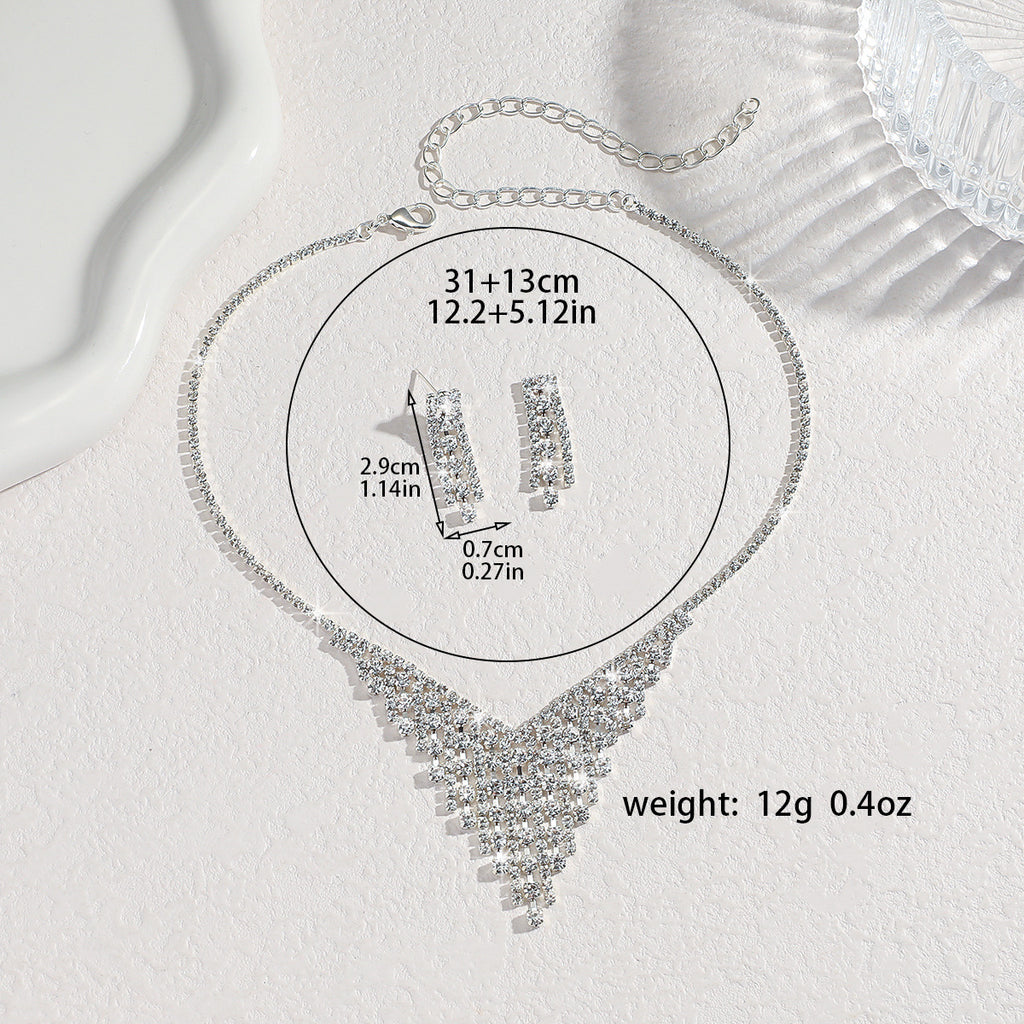 Women's Silver Earrings And Necklace Set