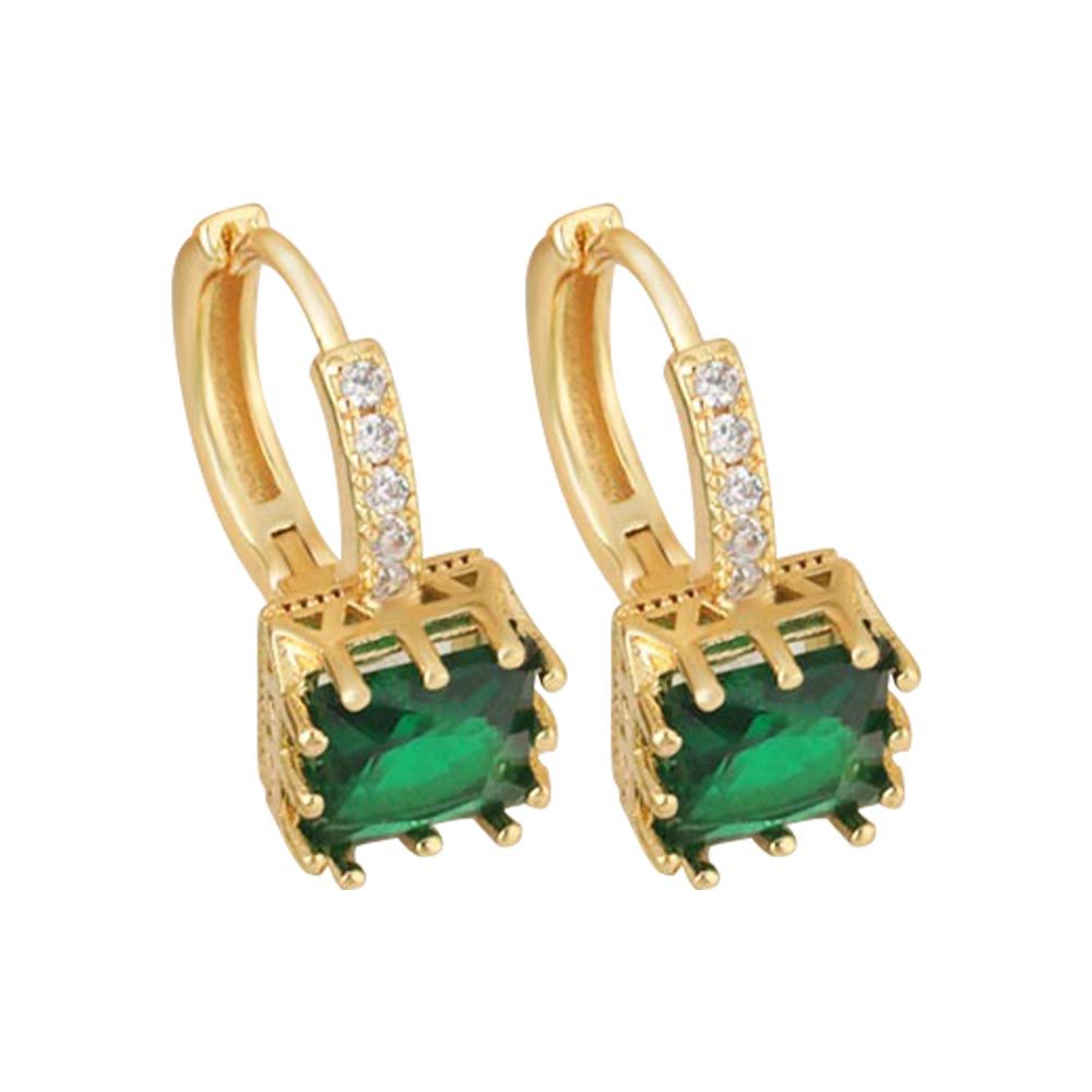 Copper-plated Real Gold Micro-pave Cubic Zirconia Earrings