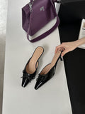 Womens Versatile Fashionable Low-Heel Bow Slippers
