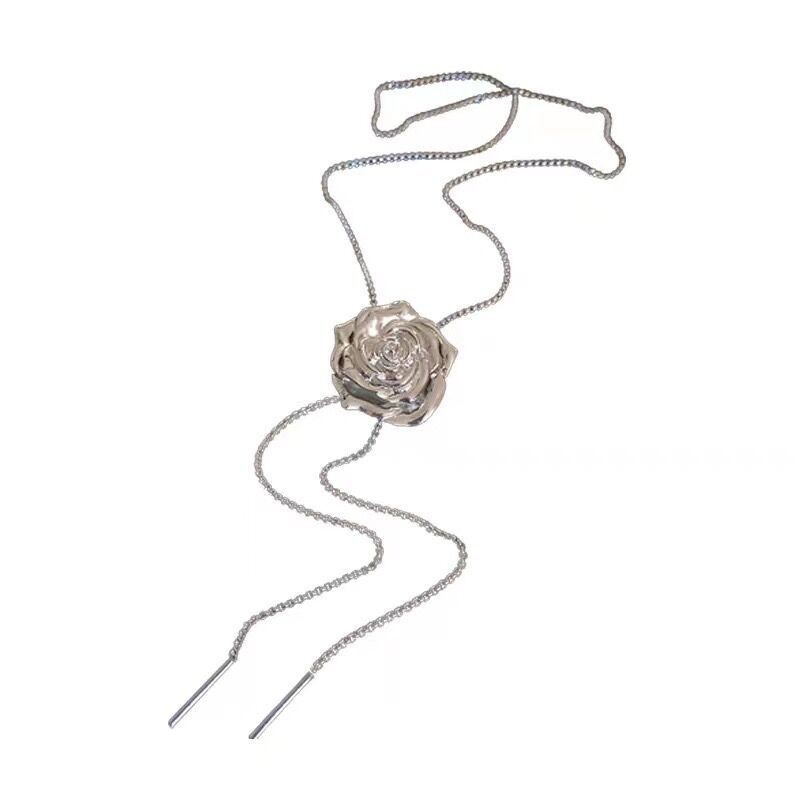 Adjustable Pull-String Rose Necklace For Women Simple Style