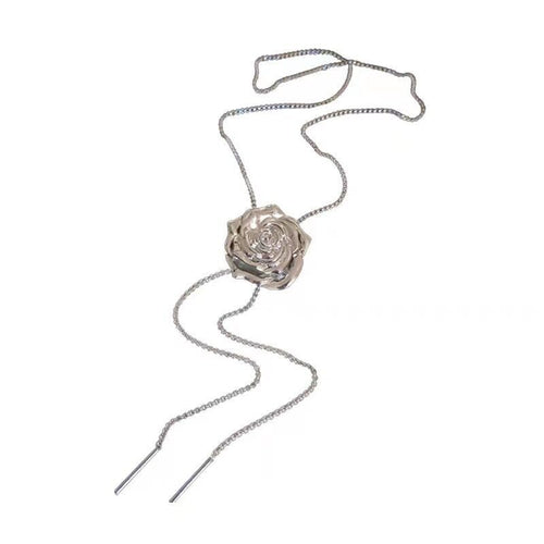 Adjustable Pull-String Rose Necklace For Women Simple Style