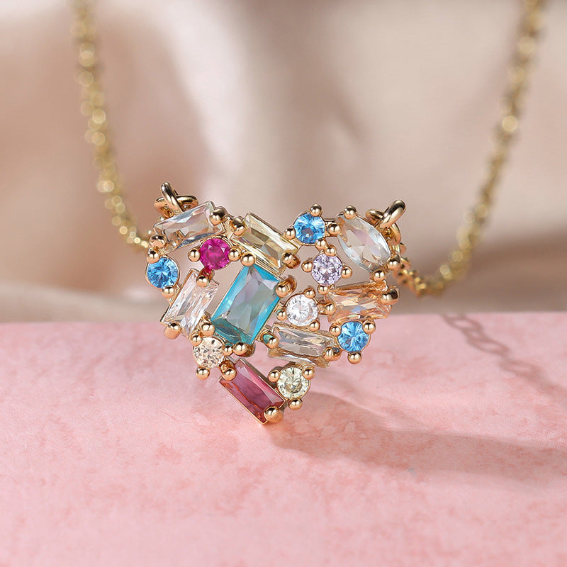 Personality Simple Style Heart Neck Color Necklace