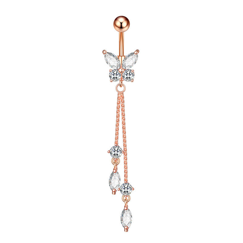 Butterfly Heart Zircon Minimalist Navel Piercing Jewelry