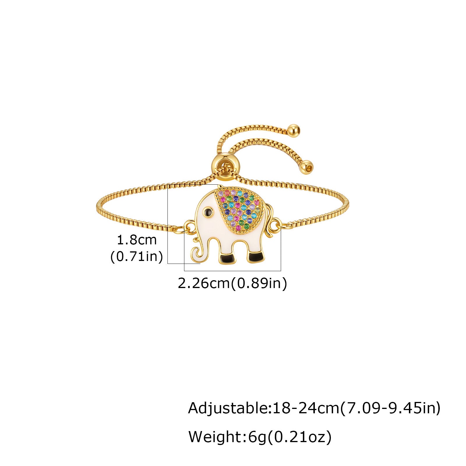 Copper Bangle With Inlays Colorful Resin-coated Zircons Exquisite Design Adjustable Size