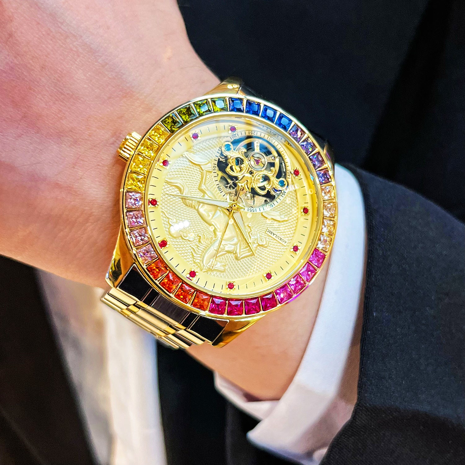 Mens Fully Automatic Mechanical Watch With A Large Flywheel