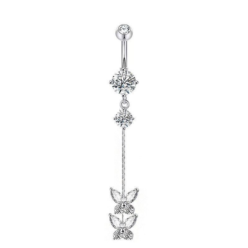 Butterfly Heart Zircon Minimalist Navel Piercing Jewelry