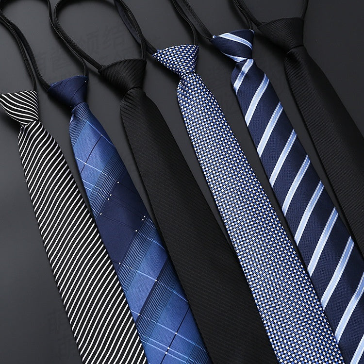 Mens Business Formal Zipper Tie With Blue Stripes