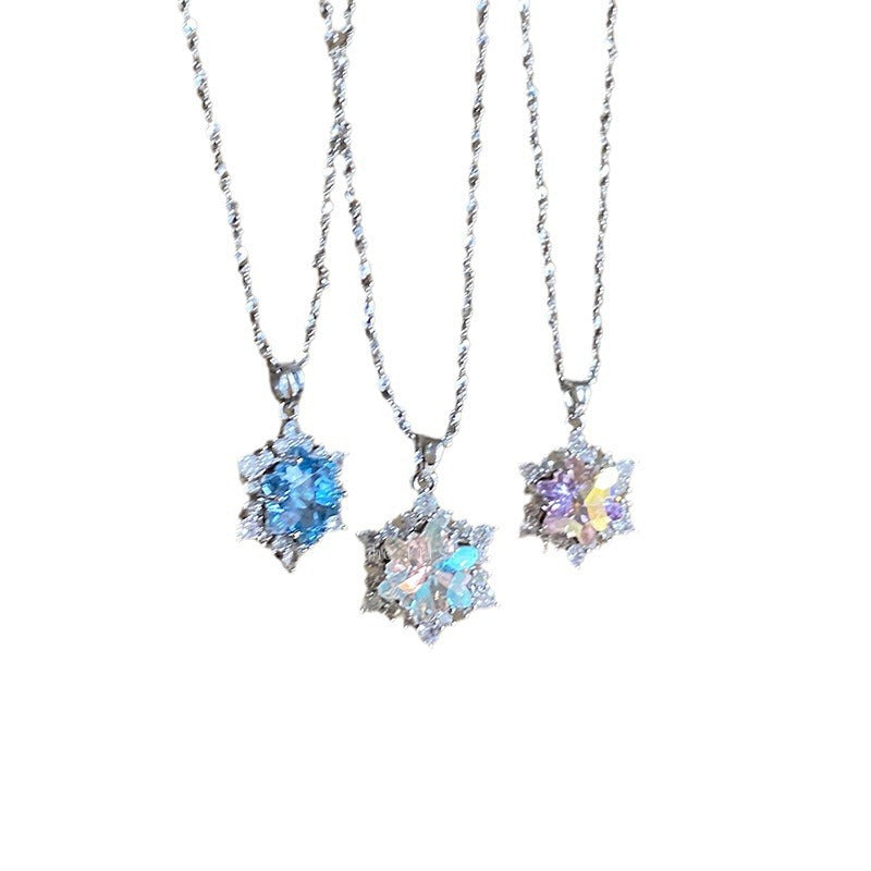 Snowflake Zircon Pendant Clavicle Necklace For Womenstylish And Minimalist
