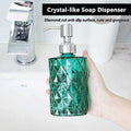 350ml Diamond White Glass Soap Dispenser Green