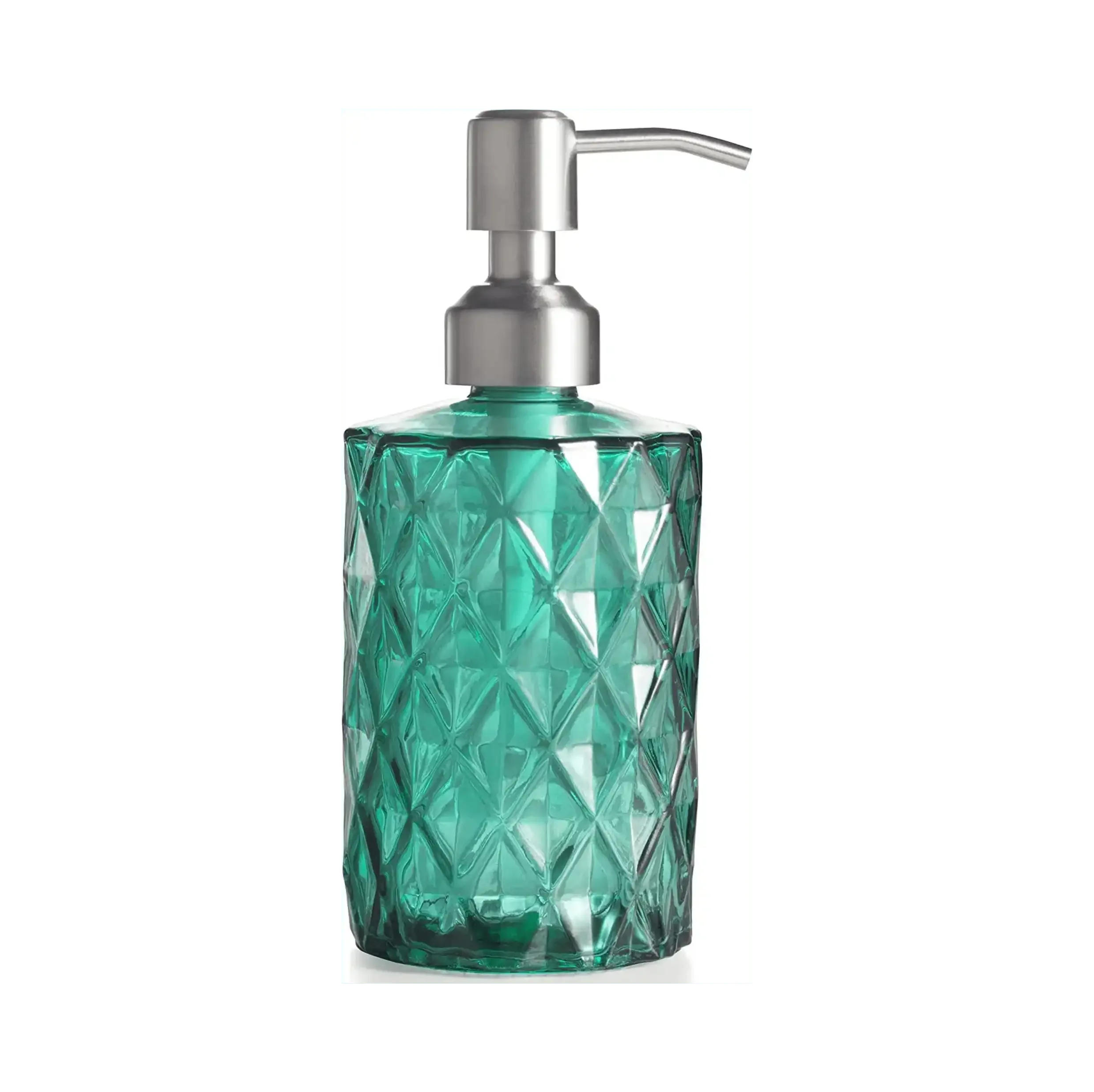 350ml Diamond White Glass Soap Dispenser Green